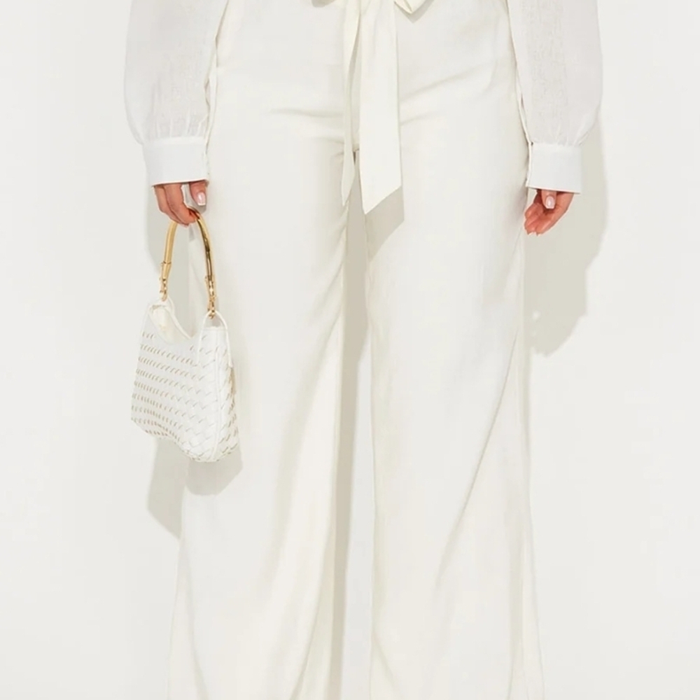 Fashion Nova Cream Wide Leg Pants